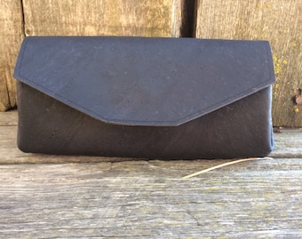 Black Cork Wallet / Cork Wallet / Cork Clutch / Checkbook Wallet / Vegan Wallet Clutch / Woman's Vegan Wallet / Vegan Clutch