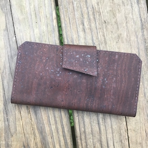Cartera alta de corcho marrón / Cartera alta vegana / Cartera de embrague vegana / Cartera larga de corcho / Cartera larga / Cartera de corcho verde / Cartera de corcho para mujer