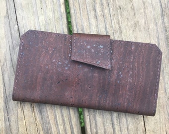 Brown Cork Tall Wallet / Vegan Tall Wallet / Vegan Clutch Wallet / Cork Long Wallet / Long Wallet / Green Cork Wallet / Womens Cork Wallet