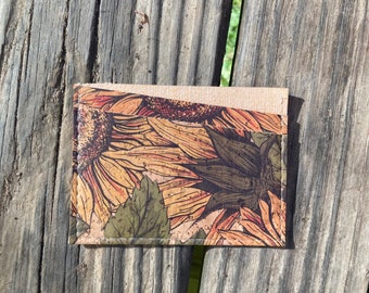 Sunflower Cork Slim Wallet, Vegan Card Holder