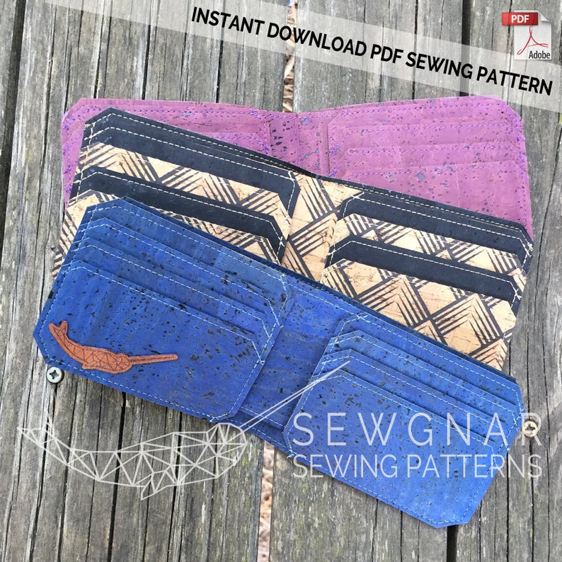 BiFold Wallet PDF.Sewing Pattern.PDF Sewing Pattern.Cork Wallet.Vegan Wallet.Wallet Sewing Pattern.Wallet PDF. image 1