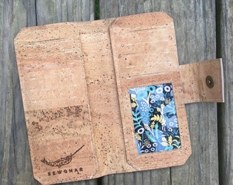 Design your own Tall Wallet.Cork Women's Wallet.Vegan Wallet.Tall Wallet.Cork Wallet.Checkbook Wallet.Long Wallet.Vegan Checkbook Wallet