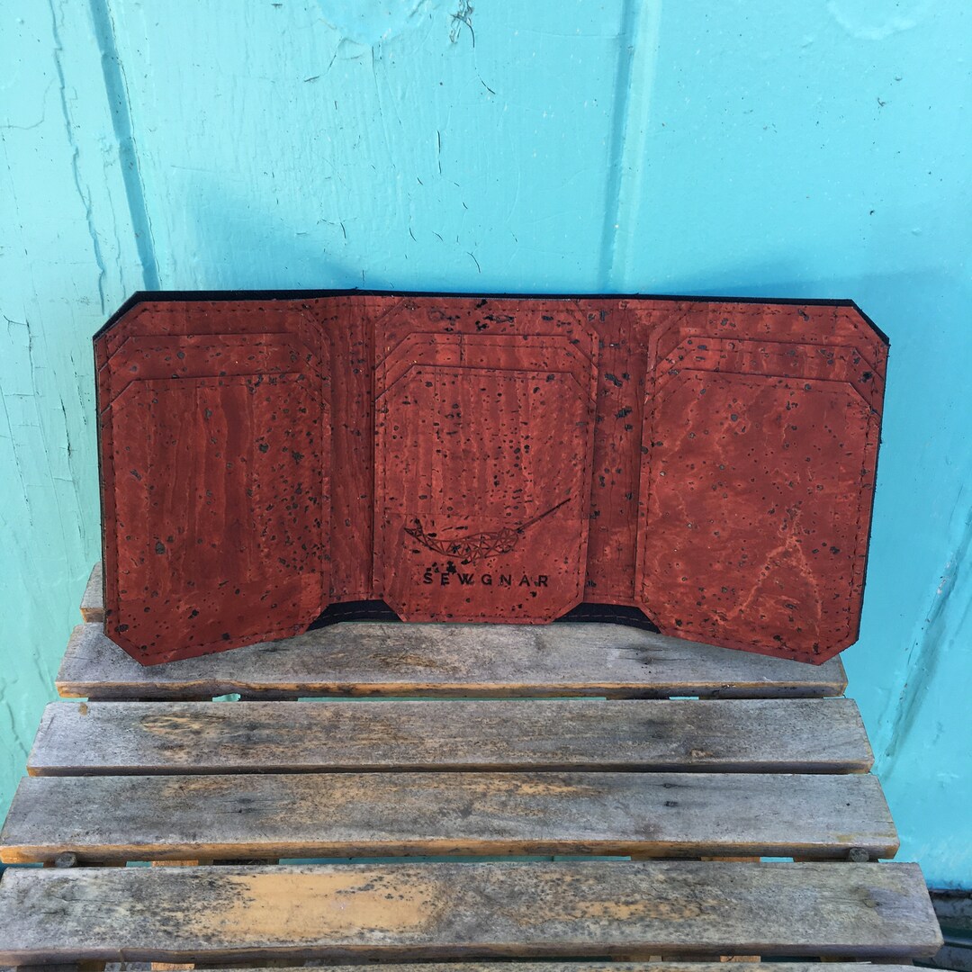 Rusted Wallet Rust Red Cork Wallet.cork Tri Fold Wallet.rfid Blocking Wallet.men's ...