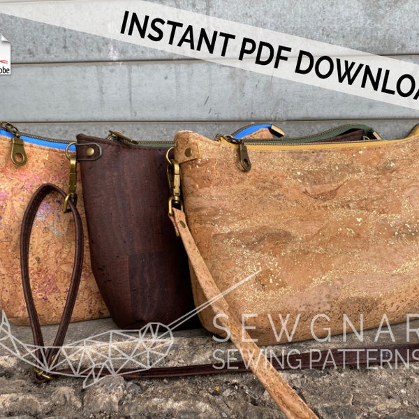 Sirona Crossbody & Clutch Sewing Pattern / Cork Bag Sewing Pattern / Sewing Pattern PDF / SewGnar Sewing Patterns