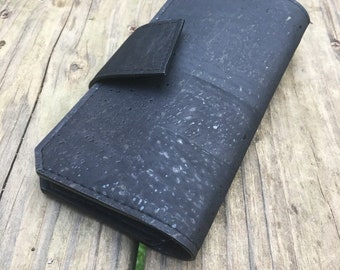 Black Cork Tall Wallet / Vegan Tall Wallet / Vegan Clutch Wallet / Cork Long Wallet / Long Wallet / Green Cork Wallet / Women's Cork Wallet