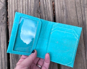 Seafoam Slim BiFold Cork Wallet / BiFold Cork Wallet / Wallet / Slim Bi-Fold Wallet / Vegan Wallet / Vegan Leather Wallet / Groomsmen Gift