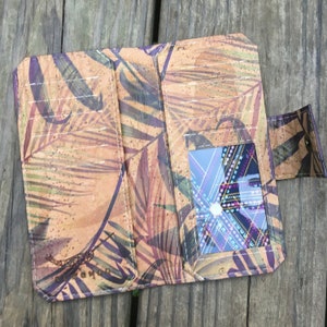 Palms Cork Tall Wallet / Vegan Tall Wallet / Vegan Clutch Wallet / Cork Long Wallet / Long Wallet / Green Cork Wallet / Women's Cork Wallet