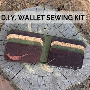 BiFold Wallet Sewing Kit.DIY Wallet.BiFold Wallet PDF. Patrón de costura.Cork Patrón de costura.Cartera de corcho.Cartera vegana.Patrón de costura de billetera