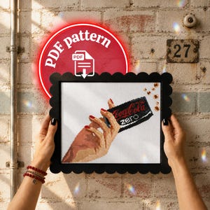 Fridge Cigarette Cross Stitch Pattern PDF | Coke Zero Soda Inspired Cross Stitch | Funny Kitchen Decor | Digital Download