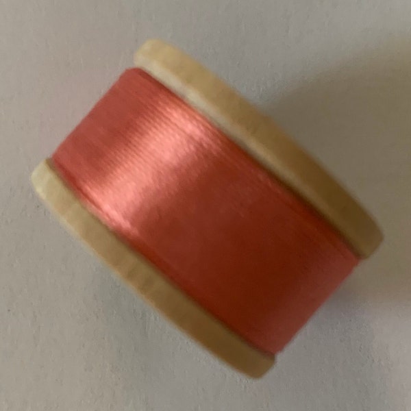 Vintage Belding Corticelli Pure Silk Buttonhole Silk Twist Thread Size D  10 Yd. Spool Shade 2115 Coral Pink