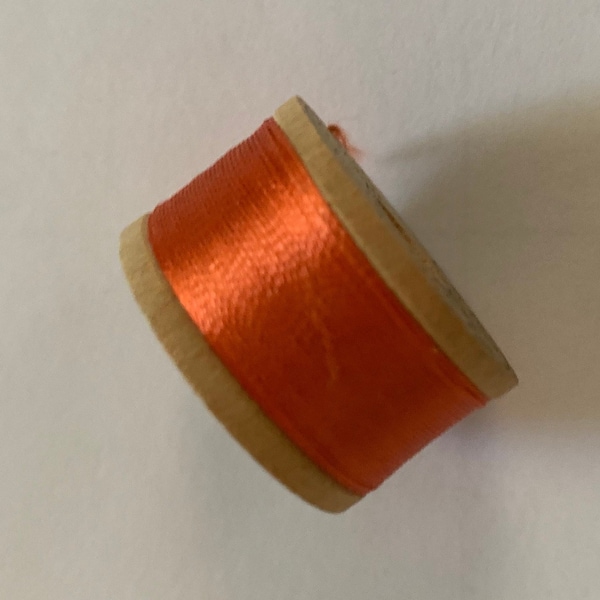 Vintage Belding Corticelli Pure Silk Buttonhole Silk Twist Thread Size D  10 Yd. Spool Shade 4330 Beautiful Orange Color