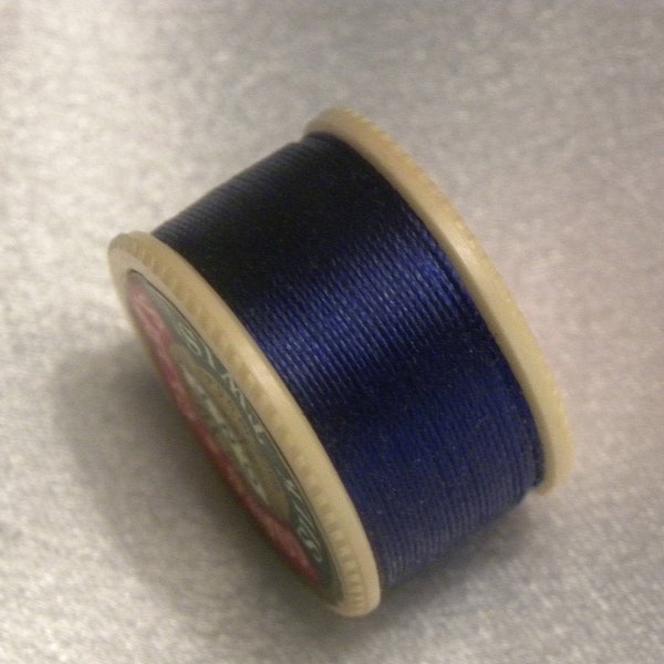 Vintage Coats & Clarks Pure Silk Twist Embroidery Buttonhole Silk Twist Thread Size D  10 Yd. Spool Saphire Blue/Dark Blue