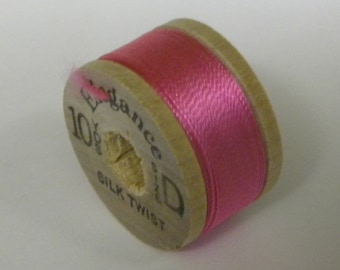 Vintage Elegance Pure Silk Buttonhole Silk Twist Thread Size D  10 Yd. Spool Shade 2254 Beautiful Hot Pink Color