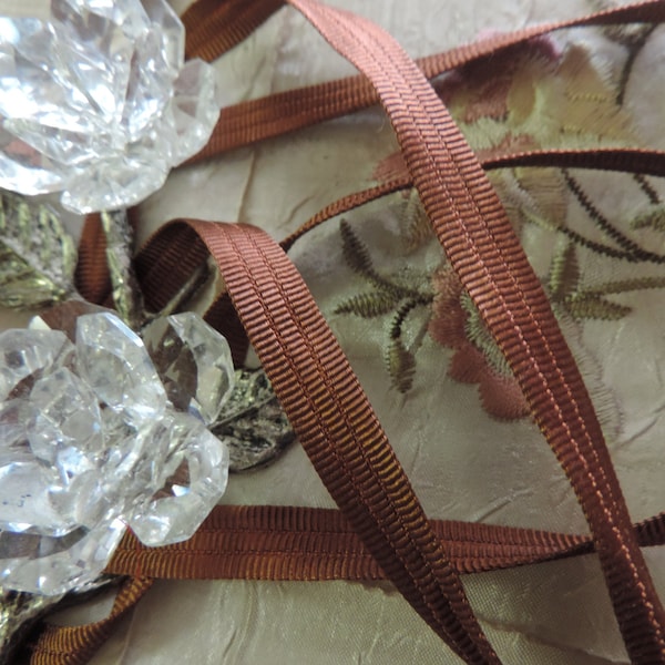 Vintage 1960's 1/4" Wide Beautiful Decorative Copper Flat Ribbed Ribbon Sewing Trim