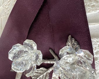 Vintage 1950's 1.5" Wide Lush Dark Burgundy Rayon/Cotton Grosgrain Milliners Stock  Ribbon Trim