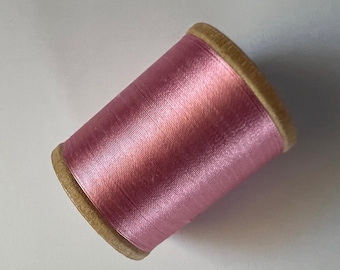 Vintage Clark's Silk Size A  Sewing Silk Thread 50 Yd Full Spool Shade 332 Iced Pink Color