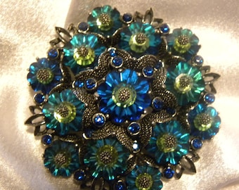 Vintage  Weiss Signed Rare Margarita Rivoli Watermelon Rhinestone Brooch