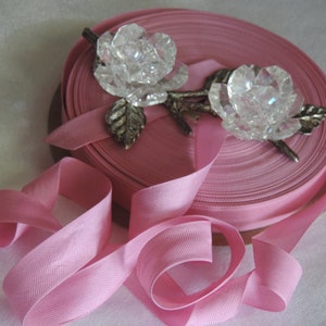 2 Yds.Vintage Lawrence Schiff Silk Mills Woven Edge Rayon Ribbon/Seam Binding/Supplies/Crafts/ Scrap booking/ Siam Pink