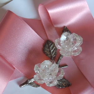 Vintage 1940&#39;s  2  &  1/16 &quot;Wide Beautiful Victorian French Older Rose Rayon Ribbon Trim Woven Edge