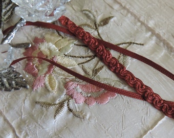 Beautiful Vintage 1/8"  Rust  Silky Rayon Decorative Braided Patterned Flat Sewing/Self Ruching/ Sewing Trim