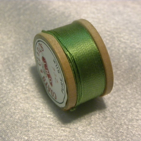 Vintage Coats & Clarks Pure Silk Twist Embroidery Buttonhole Silk Twist Thread Size D  10 Yd. Spool Shade 222 Lime Green