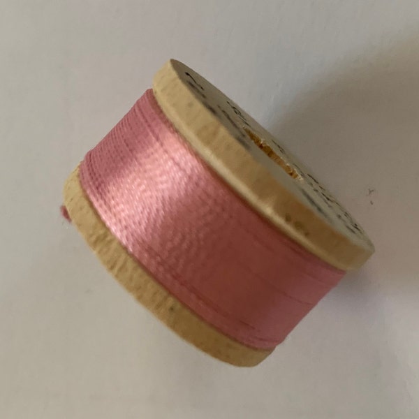 Vintage Elegance Pure Silk Buttonhole Silk Twist Thread Size D  10 Yd. Spool Shade 2066 Beautiful Pink Color