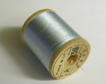 Vintage 1930's Corticelli Pure Silk Hand Sewing Embroidery Thread 100 Yd. Wooden spool Shade 6338 Light Turquoise