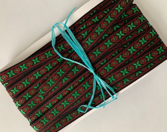 1 Yd of Vintage Patterned Rayon Woven Edge Ribbon Trim 3/8" Wide