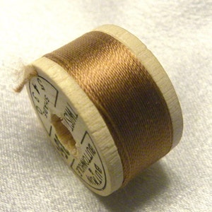 Vintage Corticelli Brand Pure Silk Buttonhole Silk Twist Size D 10 Yd Wooden Spool Shade 5430 Bronze