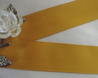 1.5" Wide  Vintage Milliners Stock Grosgrain Ribbon Trim Gold Color