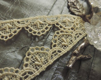 1 Yd. Gorgeous Vintage Victorian French Embroidered Scalloped Crochet Schiffli Lace Ivory   3/4" "Wide