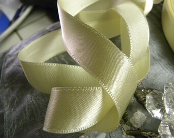 1 Yard 3/4" Wide Whisper Soft Yellow Vintage Pure Silk Satin Ribbon Woven Edge