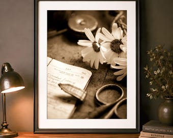 Fine Art Botanical Print – Moody Sepia Still Life, Dark Academia Decor (Digital Download)