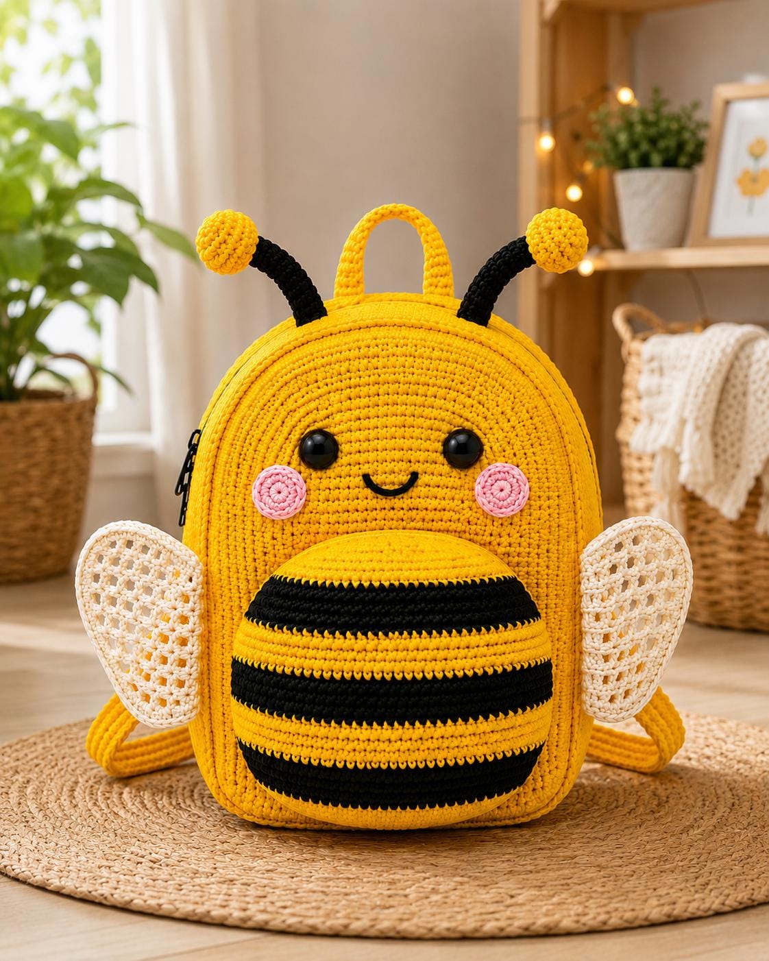 39 Crochet Backpack Patterns with Lambs, Bunnies, and Grannies 19 Crochet Bumble Bee Backpack