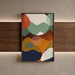 Luminous Strata : Warme, minimalistische digitale kunstdruk (digitale download)
