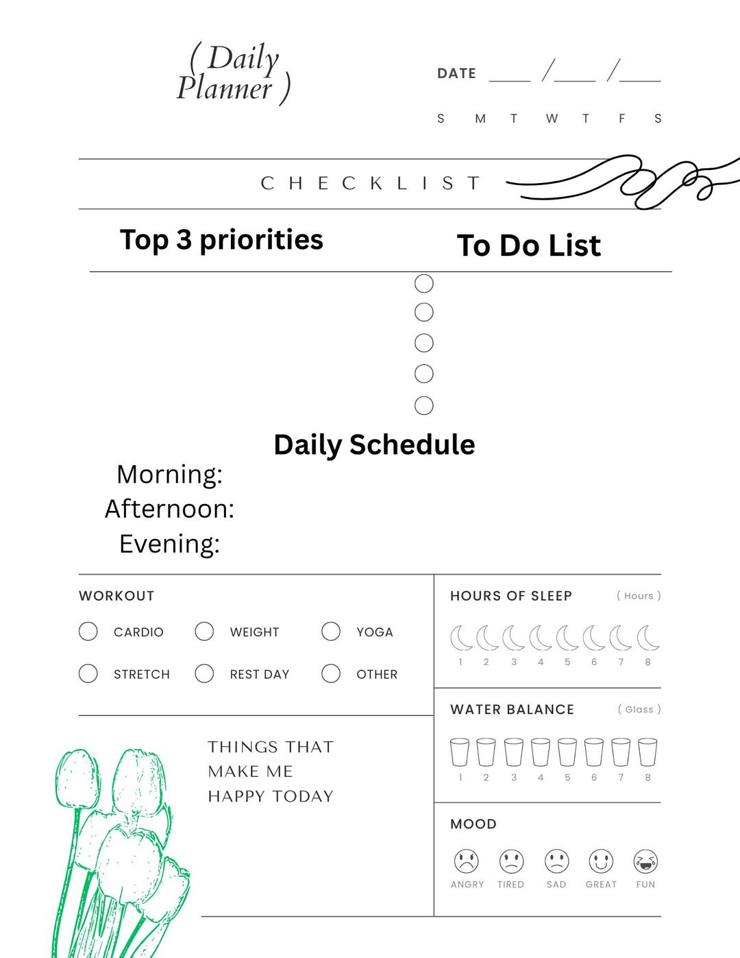 Daily Planner Printable PDF | to Do List & Productivity Planner ...