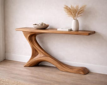 Mesa consola Organic Wave / Mesa de entrada de madera hecha a mano