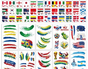 World Cup 2026 Soccer Tattoos, Oil Painting Style Country Flags (58 Pieces)