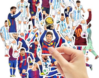 50 PCS Soccer Stickers Messi for Water Bottle World Cup Gift Vinyl Waterproof Football Stickers