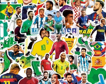2026 World Cup Football Stickers - 50 Pcs Soccer Player Decals, Waterproof Vinyl Stickers for Water Bottle, Laptop, Luggage, Phone Case