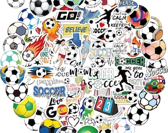 100PCS Soccer Stickers Vinyl Waterproof Decals for Water Bottles, Laptop, Scrapbook, Gifts for Kids & Party Favors