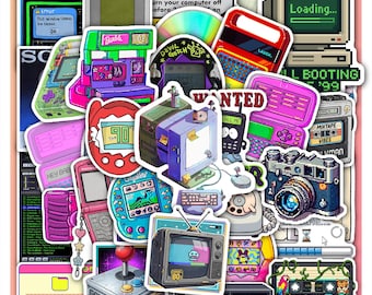 90s Tech Sticker Sheet,Y2K Stickers Decals 40designs (4 Full Sheets)