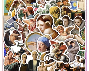 Art Famous Sticker Sheet -Decals for Laptop, Gifts 40 designs (4 Full Sheets)