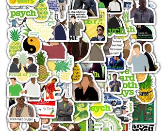 Psych Sticker Sheet- Funny Mystery Vinyl Decals 40 designs (4 Sheets)