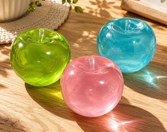 Crystal Apple Squishy Stress Ball, Transparent Sensory Fidget Toy, Handmade Jelly Apple Squeeze Toy, Cute Desk Stress Relief, ASMR Squishy