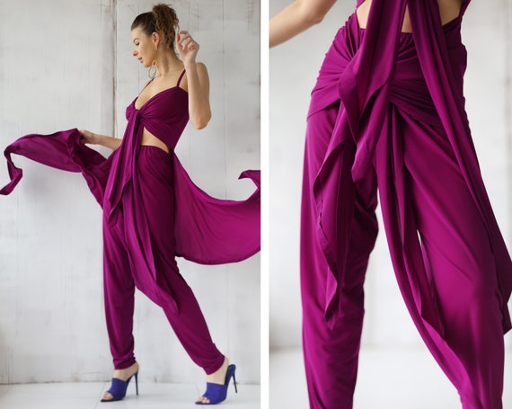 NORMA KAMALI Vintage purple two piece set trouser… - image 1