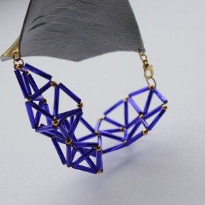 Handmade purple bead and gold leather geometric bracelet image 5