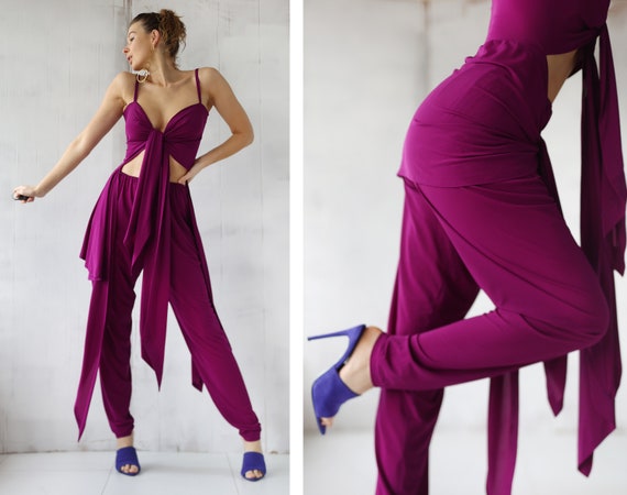 NORMA KAMALI Vintage purple two piece set trouser… - image 4