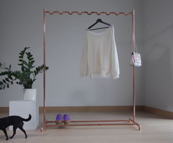 Handmade Minimalist Industrial Interior Pure Copper Rose Gold Tone Designer Display Frame Rack Wardrobe Storage Stand Clothing Hanger Rail Etsy