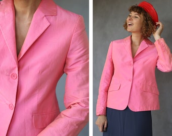 Vintage pink pure silk blazer S